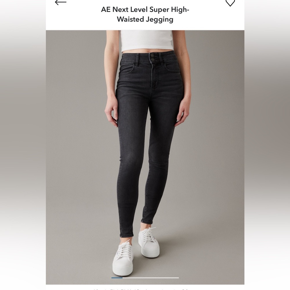 AMERICAN EAGLE Next Level Stretch Super High Waisted Jeggings - Dark Grey - 0 R